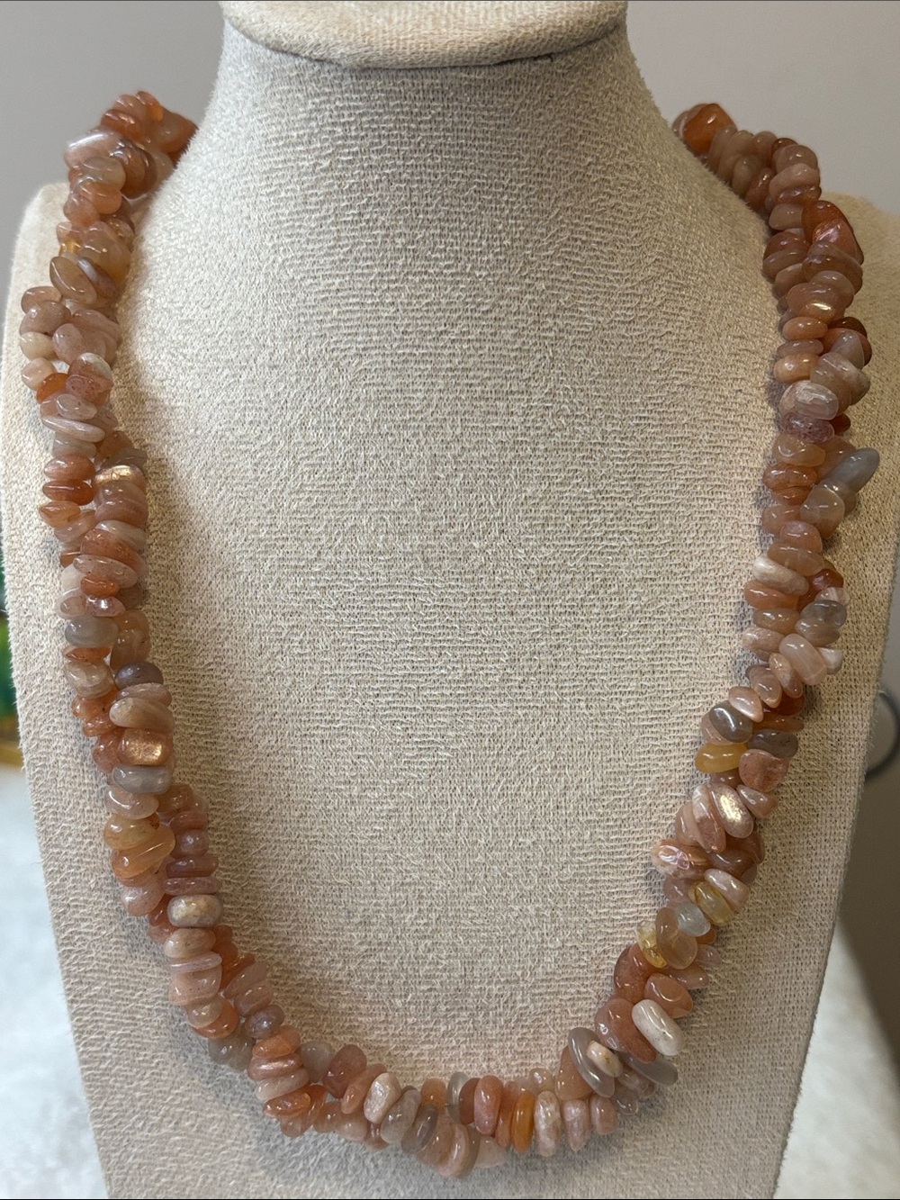 Sunstone & Peach Moonstone Gemstone Necklace